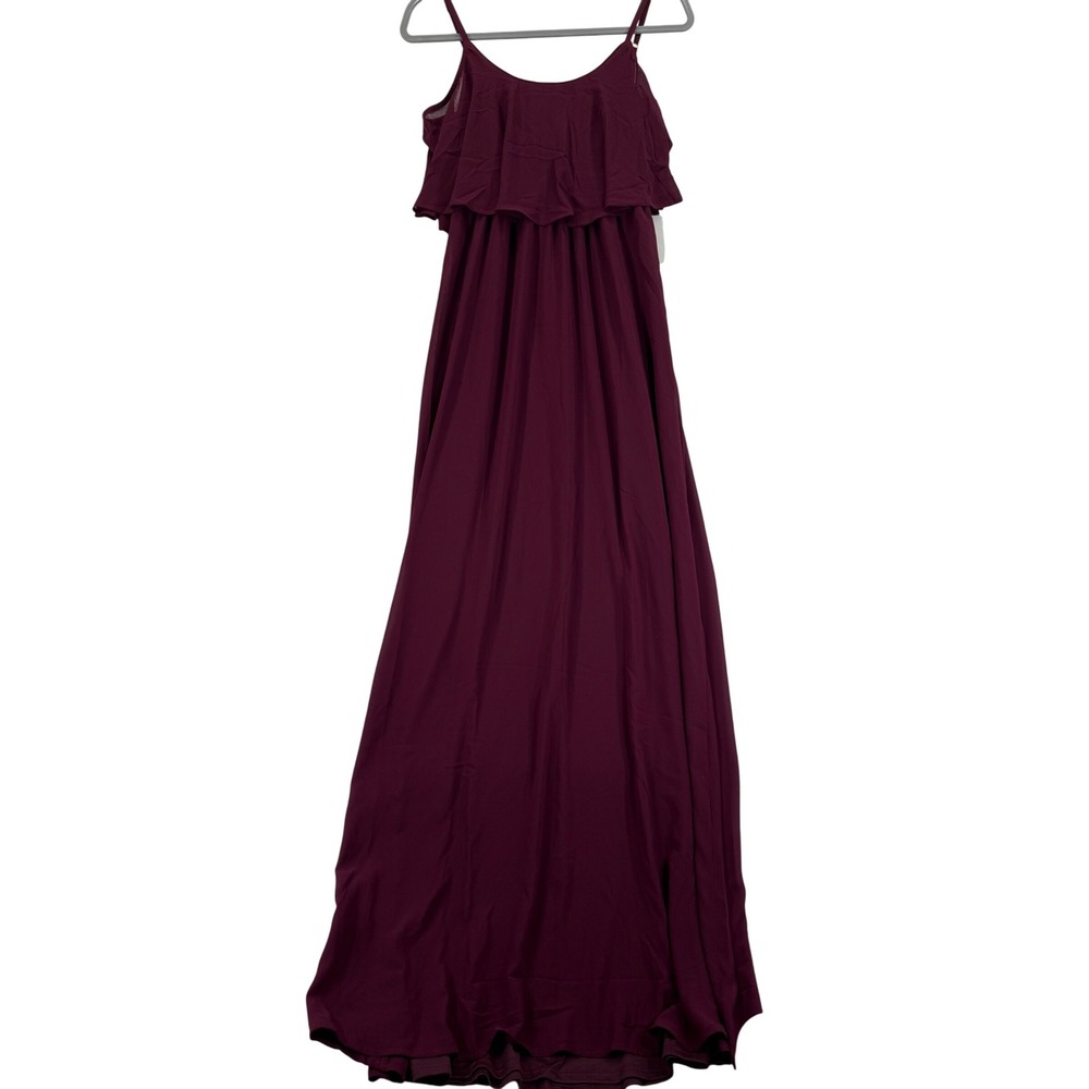Show Me Your Mumu Caitlin Ruffle Maxi Dress‎ XS Burgundy Merlot Sleeveless